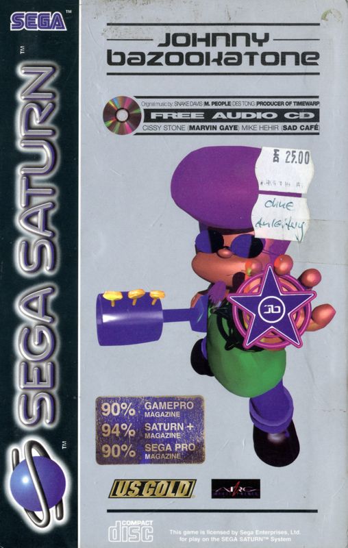 Johnny Bazookatone box art for Sega Saturn